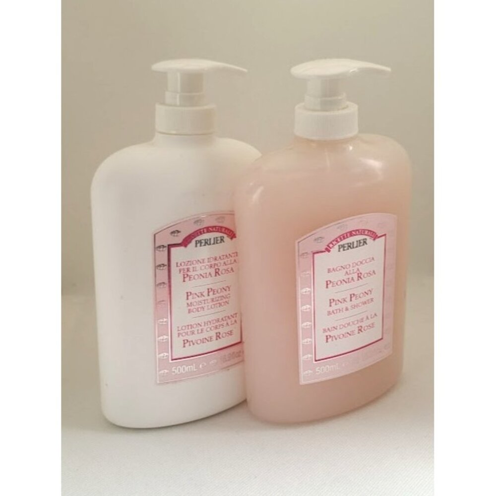Perlier Natural Recipe Pink Peony Lotion Shower Gel Set 16.9oz Made in Italy NEW